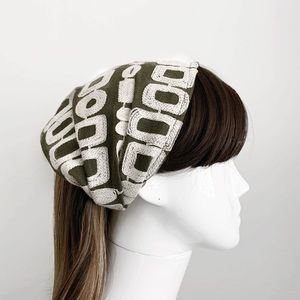 Italian Linen Embroidered Wide Headband - Hair Scarf, Bandanas, Wide Hairbands